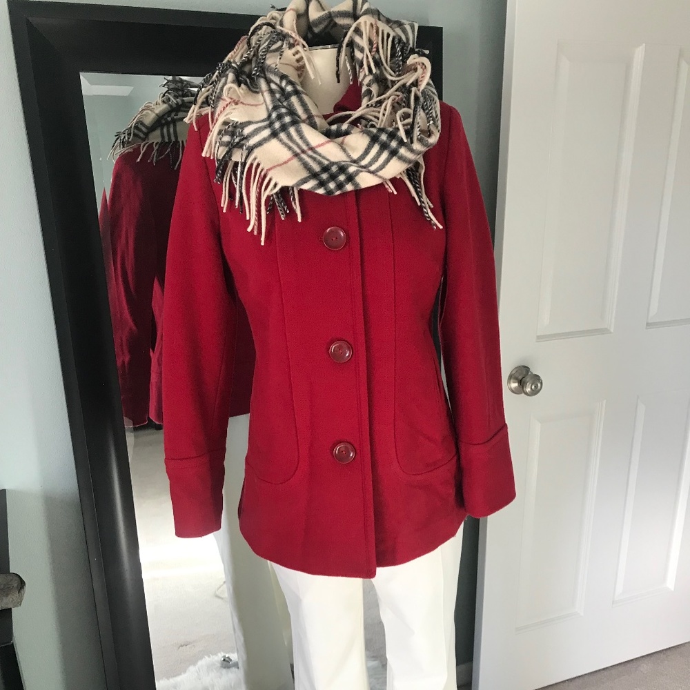 Anne Klein Crimson Red Peacoat Size Small